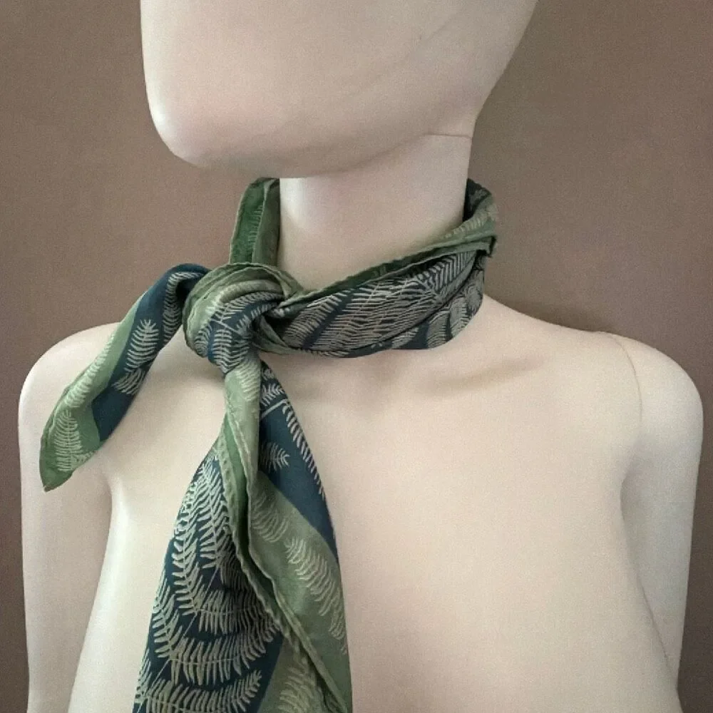 Vern Neumann Fern Square Scarf Green Nature Made in Japan